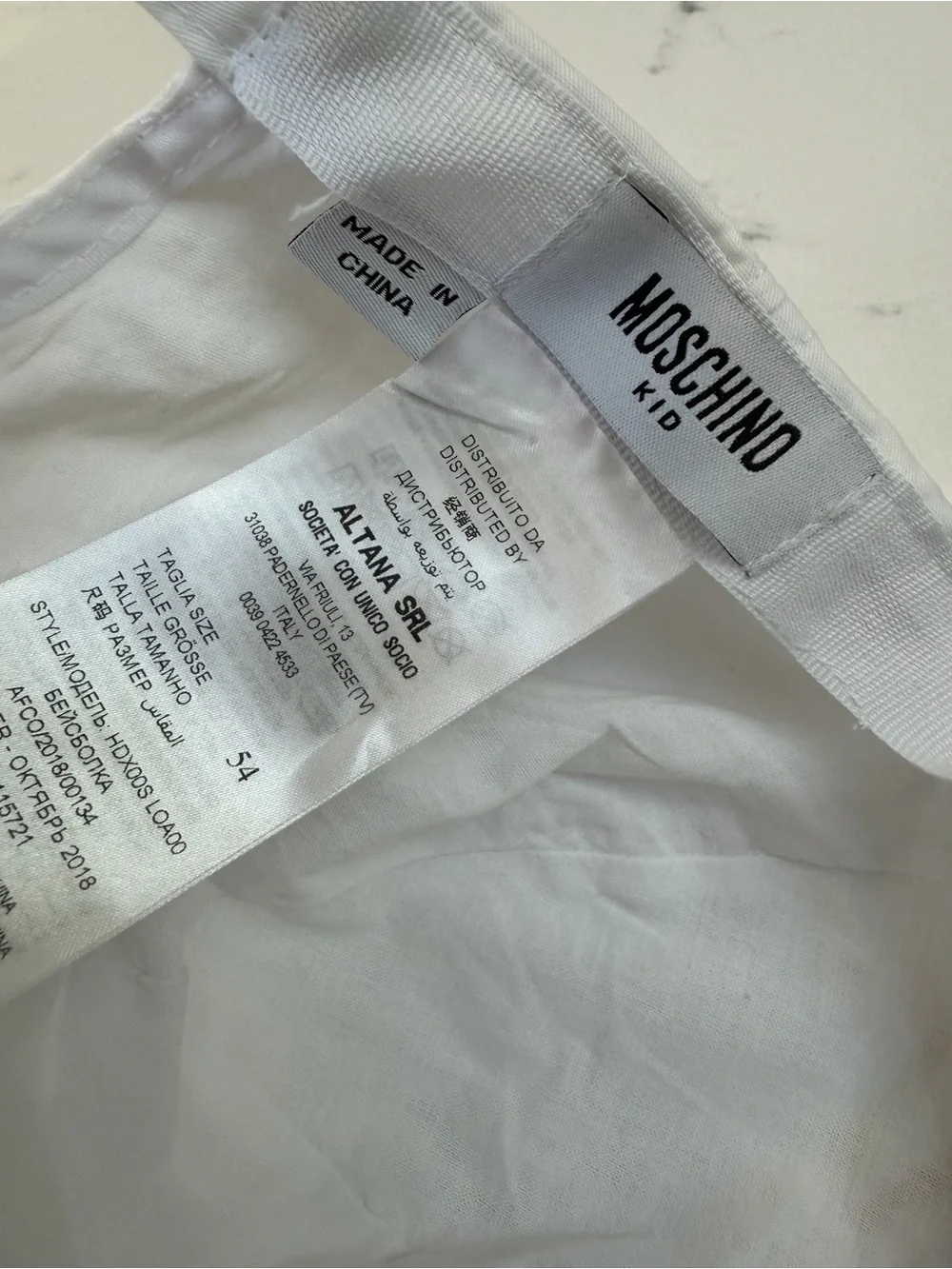 Moschino White Logo Baseball Hat with Inside Label